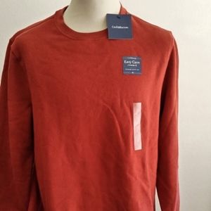 Croft & Barrow Easy Care Fleece Crewneck, Red Ochre, Cotton Blend